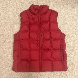 Eddie Bauer Vintage Goose Down Puffer Vest Men's Size Large Tall LT Red Pockets